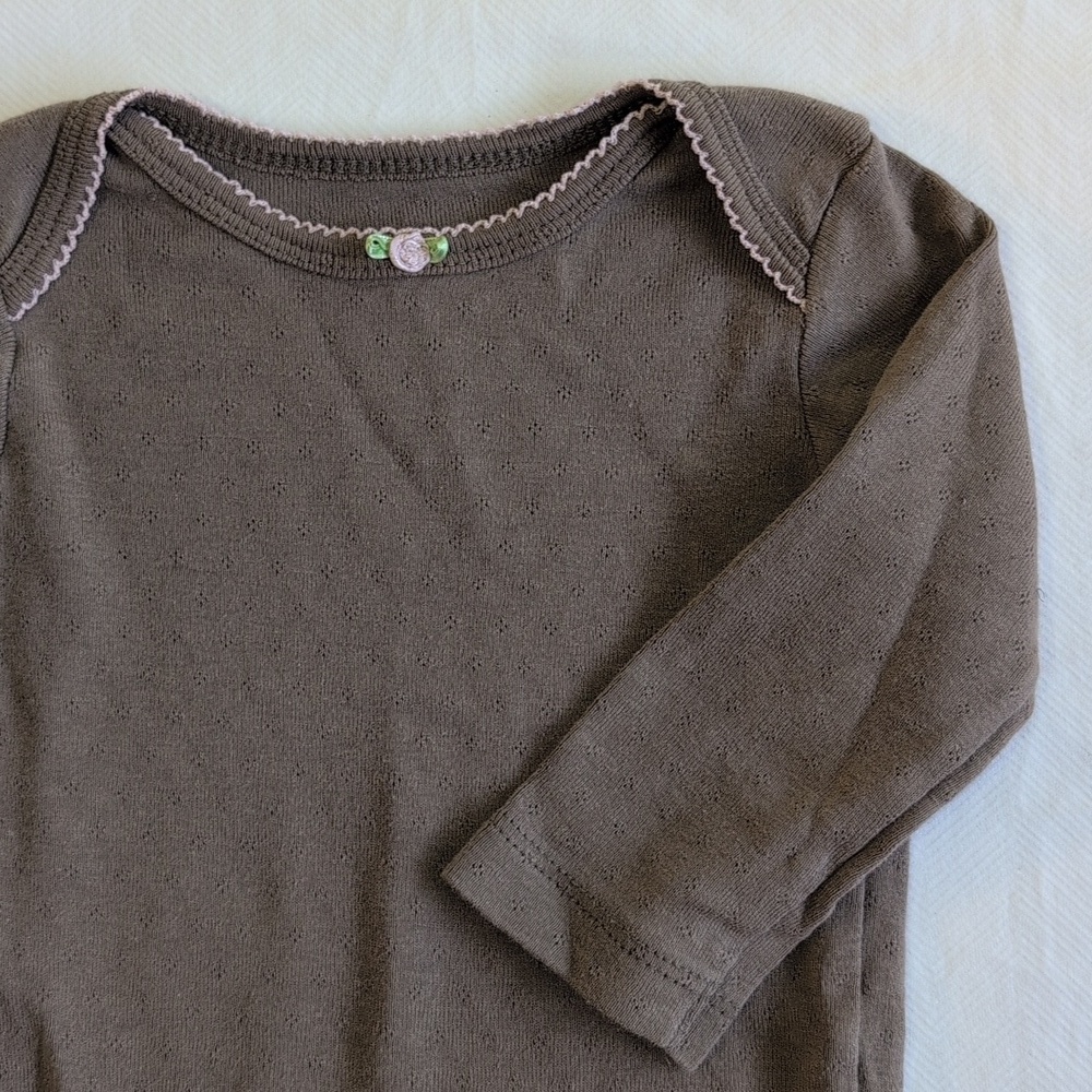 carter's pointelle knit cotton brown long sleeve bodysuit 6 months baby girl